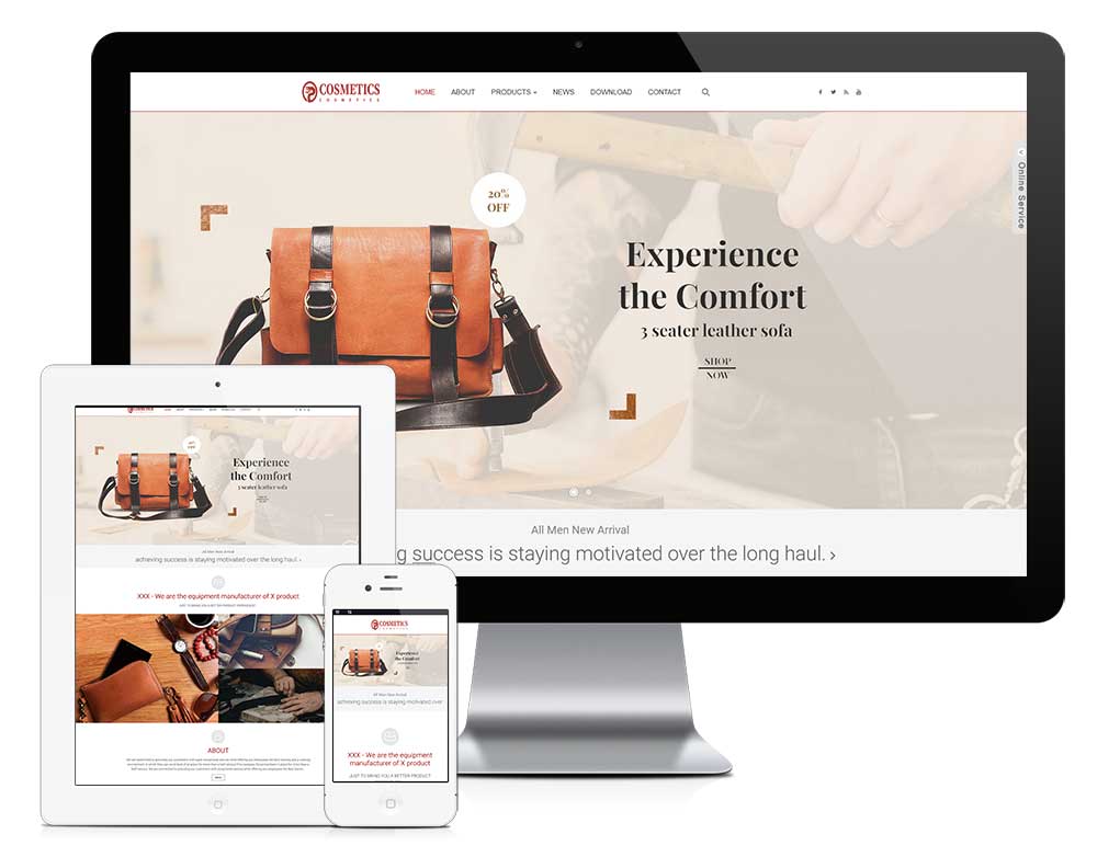 响应式皮革制品外贸企业网站模板